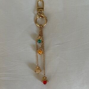 Effy Bells Gold-tone Keyring Charm with Multicolor Gem Drop Bells